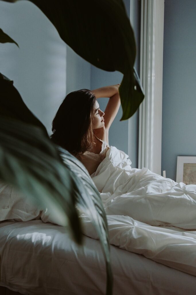 A Woman Waking Up on a Bedroom