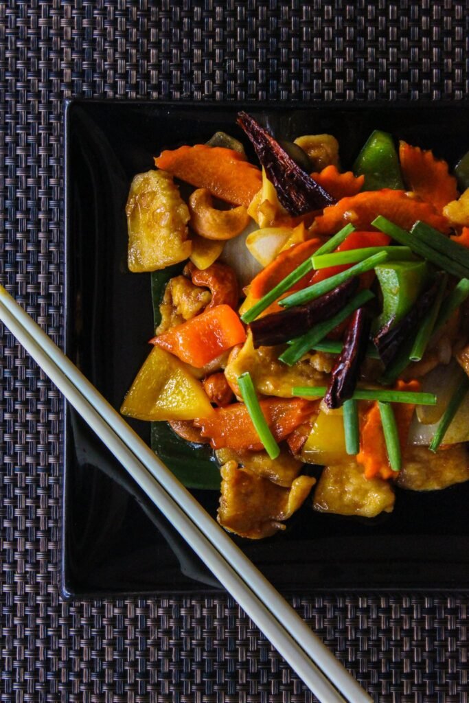 Overhead Shot of a Dish with Stir Fried Vegetables